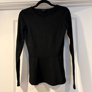 Theory Black Long Sleeve Scoop Neck Top